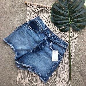New Good American Bombshell Distressed High Rise Jean Shorts Size 0 / 25